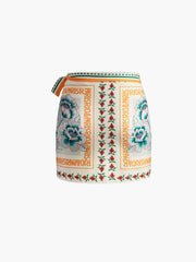 Vacation Print Asymmetrical Mini Skirt