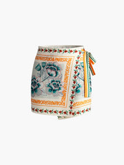Vacation Print Asymmetrical Mini Skirt