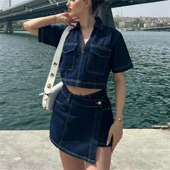 Uncommon Cropped Shirt Denim Set