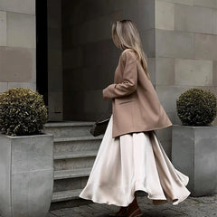 Angie Satin Gathered Maxi Skirt