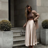 Angie Satin Gathered Maxi Skirt