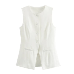 So Dramatic Button Up Vest Top