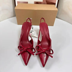 Ozzy Red Bow Slingback Heels
