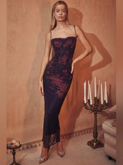 Berry Bouquet Backless Floral Dress