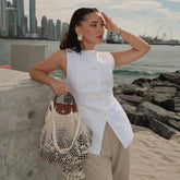 So Dramatic Button Up Vest Top