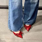 Ozzy Red Bow Slingback Heels