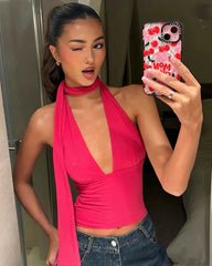 Mina Backless Scarf Tank Top