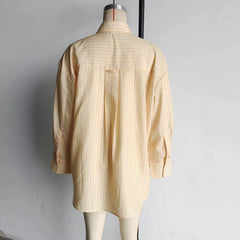 Thin Collar Top Vintage Striped Shirt