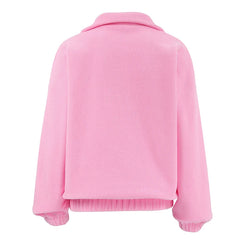 Pink Zipper Pullover Sweatshirt