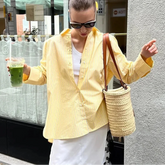 Thin Collar Top Vintage Striped Shirt