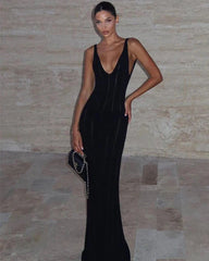 Coronado Backless V Neck Knitted Dress