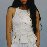 Aesthetic Bow Cross Bandage Crop Top