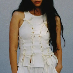 Aesthetic Bow Cross Bandage Crop Top