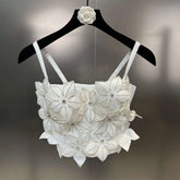 Appliques Beaded Rhinestone Slim Crop Top