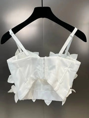 Appliques Beaded Rhinestone Slim Crop Top