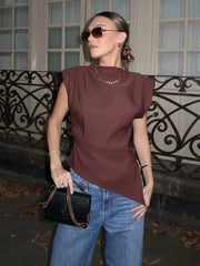 Asymmetric Sleeveless Ruched Tank Top