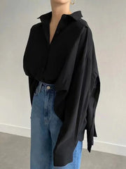 Back Pleated Irregular Loose Casual Blouses