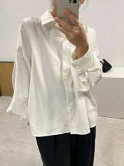 Back Pleated Irregular Loose Casual Blouses