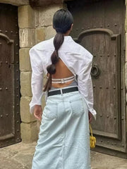 Backless Casual White Shirts
