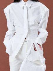 Backless Lace-Up Long Sleeve Shirts