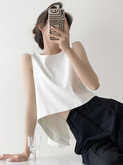 Backless Round Neck Sleeveless Bowknot Minimalist Tank Tops