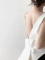 Backless Round Neck Sleeveless Bowknot Minimalist Tank Tops