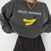 Banana Print Drop-Shoulder Sweatshirt