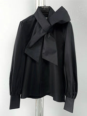 Bandage Collar White Office Work Blouse