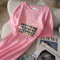 Beaded Letter Print T-shirt