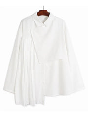 Black Irregular Pleated Loose Size Blouse Shirts