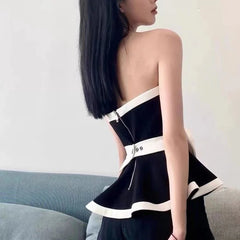 Black Off the Shoulder Bow Tank Top