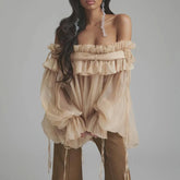 Boho Chic Lace-Up Blouse
