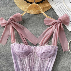 Bows Camisole Lace-Up Bra Camis Tank Top