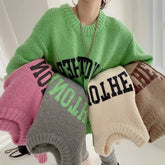 Candy Color Sweater Loose Letter Knitted Pullovers