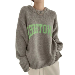 Candy Color Sweater Loose Letter Knitted Pullovers