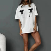 Casual Bow Decor Short-Sleeve T-Shirt