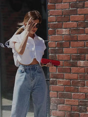 Casual Double Pocket Denim Vest Tops