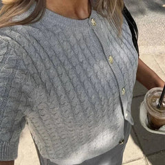 Casual Knit Short Sleeve Top