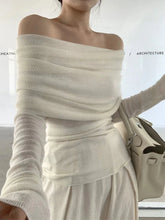Casual Off-Shoulder Pleated Slim Top