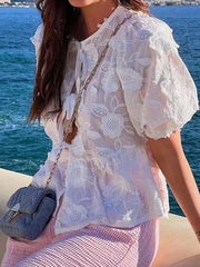 Chic Flower Embroidery Blouse