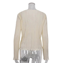 Chic Long Flare Sleeve V-Neck Tie-Up Top