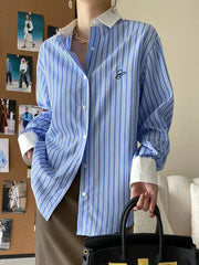 Chic Loose-Fit Striped Button-Up Shirt