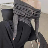 Chic Off-Shoulder Slim Knit Top