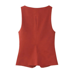 Chic Sleeveless Single Breasted Top