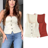 Chic Sleeveless Single Breasted Top