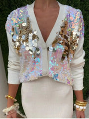 Colorful Sequins Long Sleeve Knitted Sweater