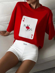 Cotton Poker Card Printed T-Shirt