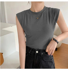 Cotton Slim T-Shirt Sleeveless Top