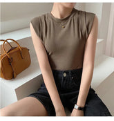 Cotton Slim T-Shirt Sleeveless Top