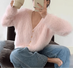 Cozy V-Neck Loose Fit Knitted Cardigan